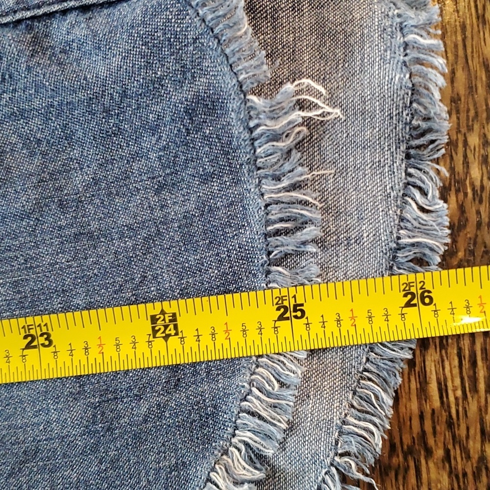 Rails Renee Raw Hem Dark Vintage Blue Chambray Denim Button Down sz S - Picture 15 of 16